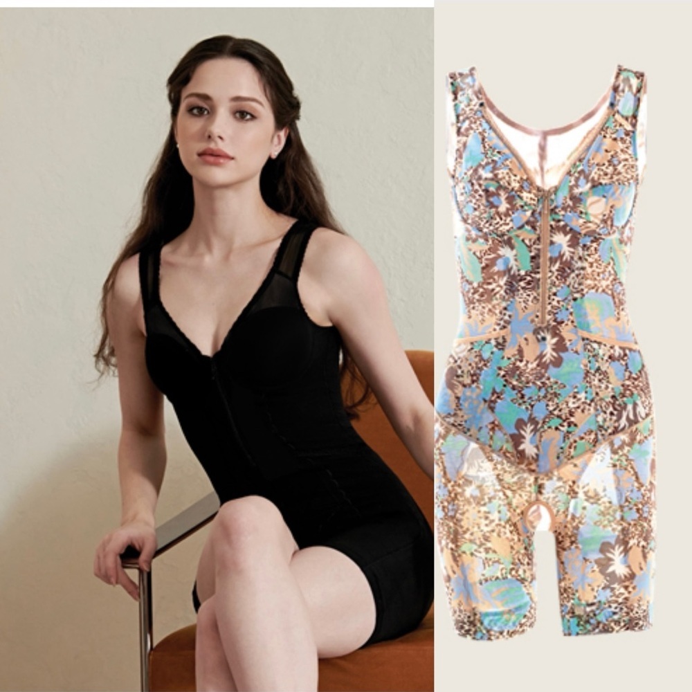 Aroma Life Korea Amorion Leopard Print Bra+Suit+Girdle Open Crotch Body Shaper